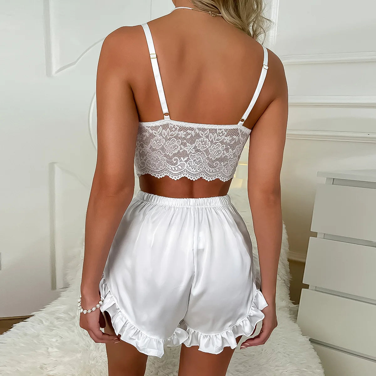 Lace Strap Satin Pajama