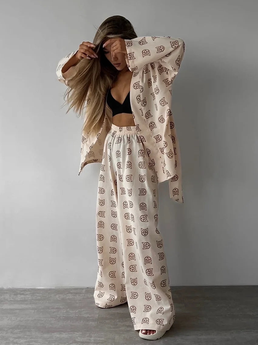 Casual Loose Print Pajamas